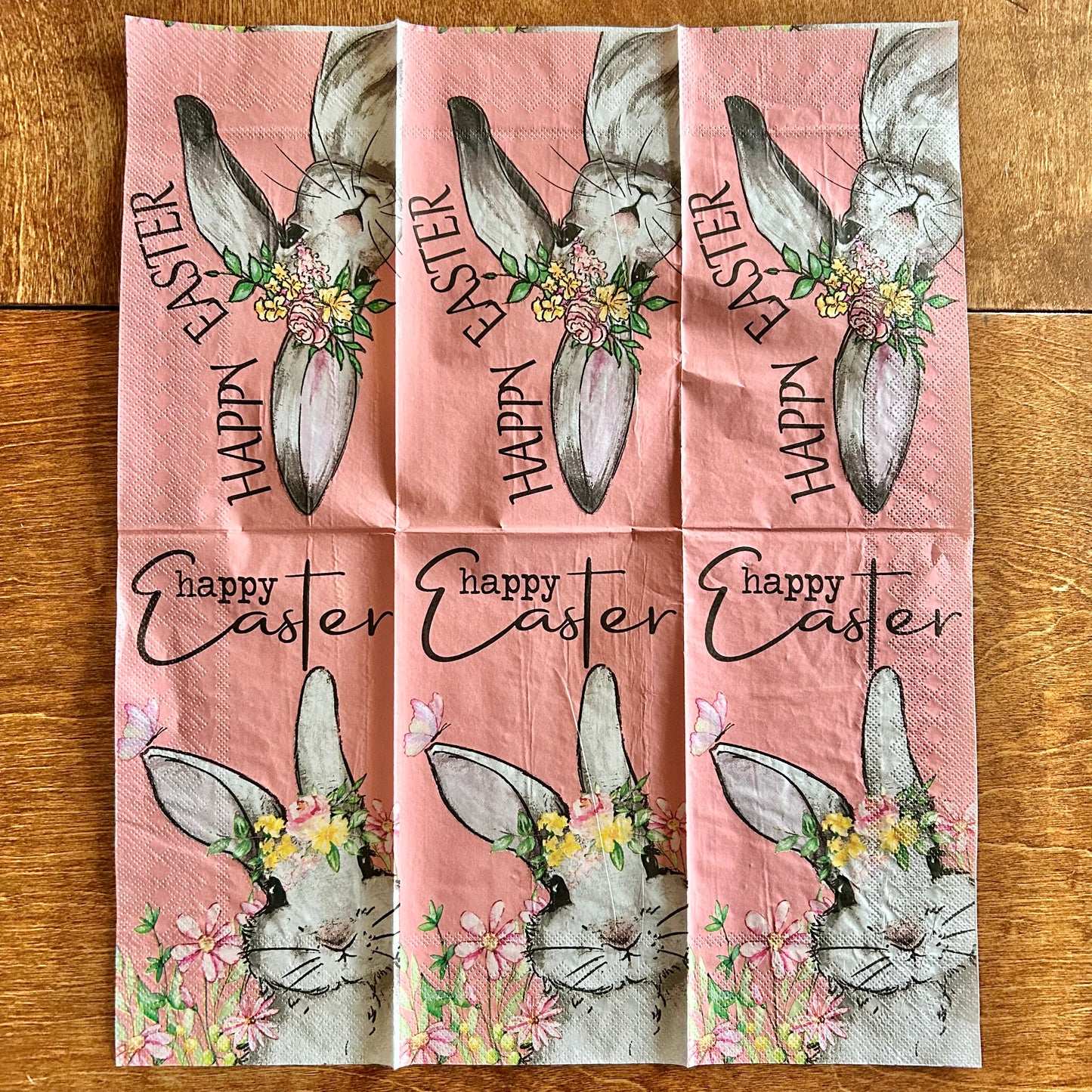 Napkin | Dual Print Happy Easter Bunny on Pink
