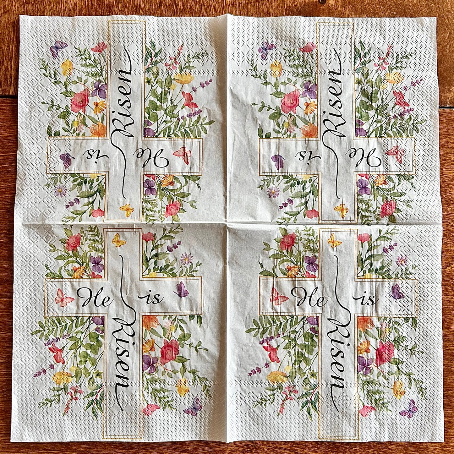Napkin | He is Risen Cross