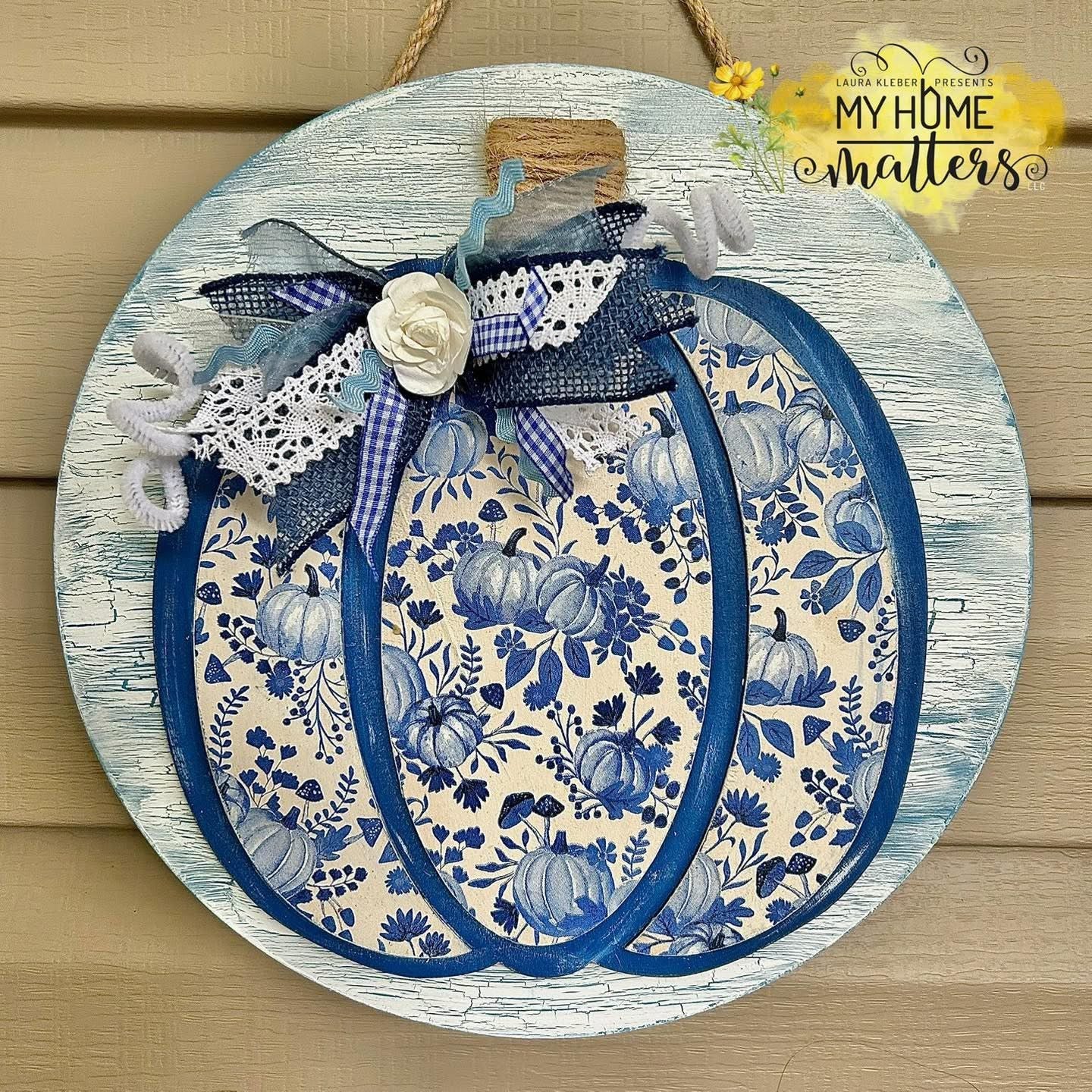 Blue & White Pumpkin Round