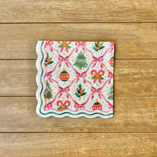 Napkin | Scallops and Bows Christmas