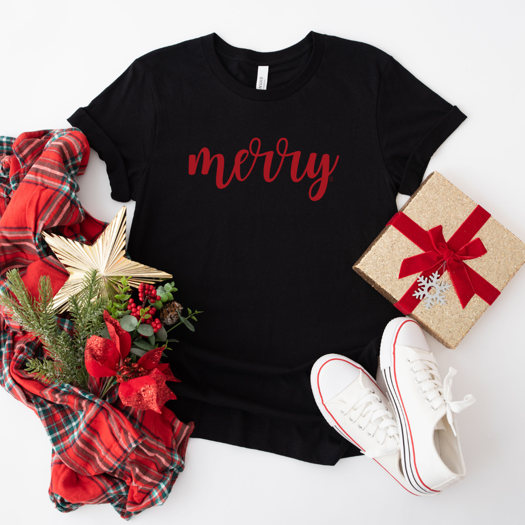 Merry - Red Font | Unisex Jersey Tee