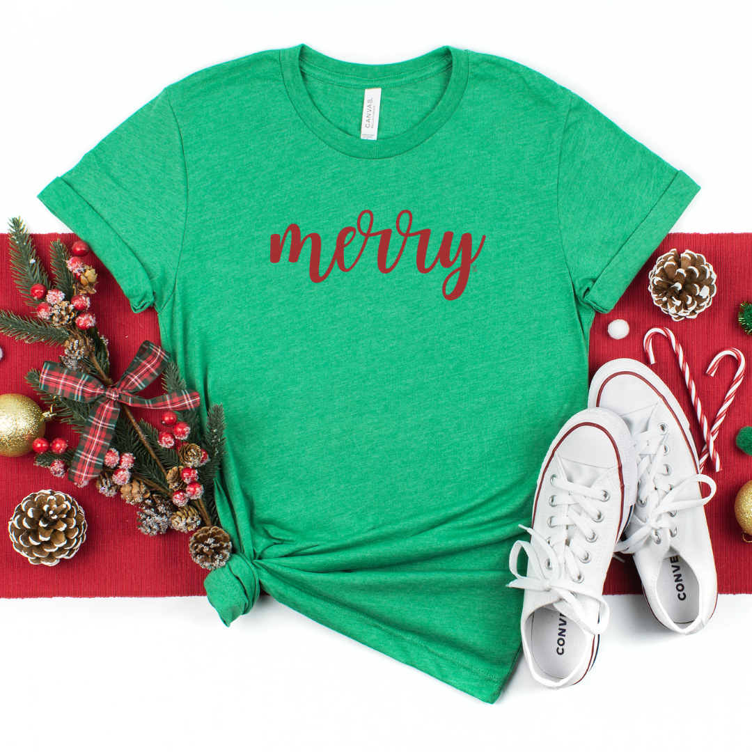 Merry - Red Font | Unisex Jersey Tee