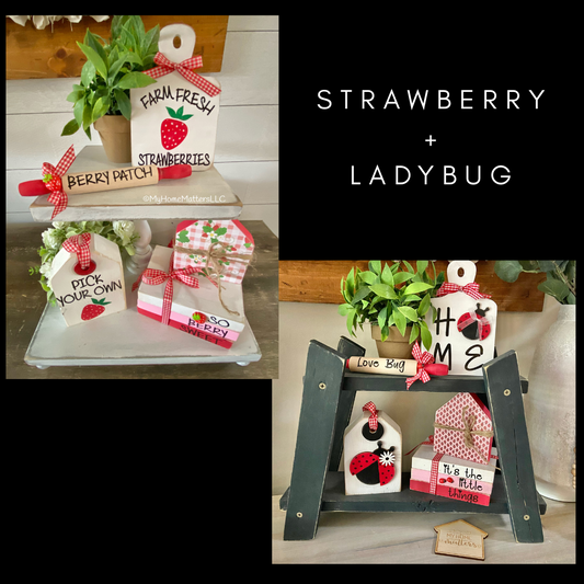 Tiered Tray Set | Ladybug/Strawberry (Two Sided)
