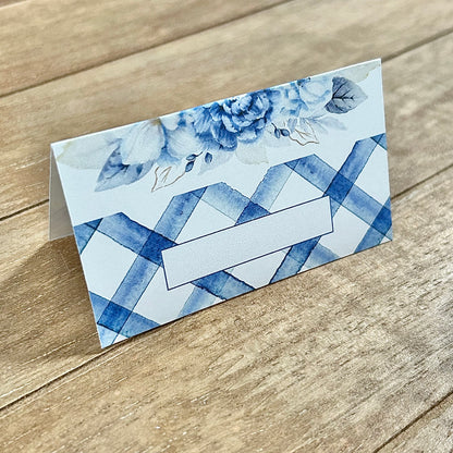 Place Cards | Blue Criss Cross (Digital Download)