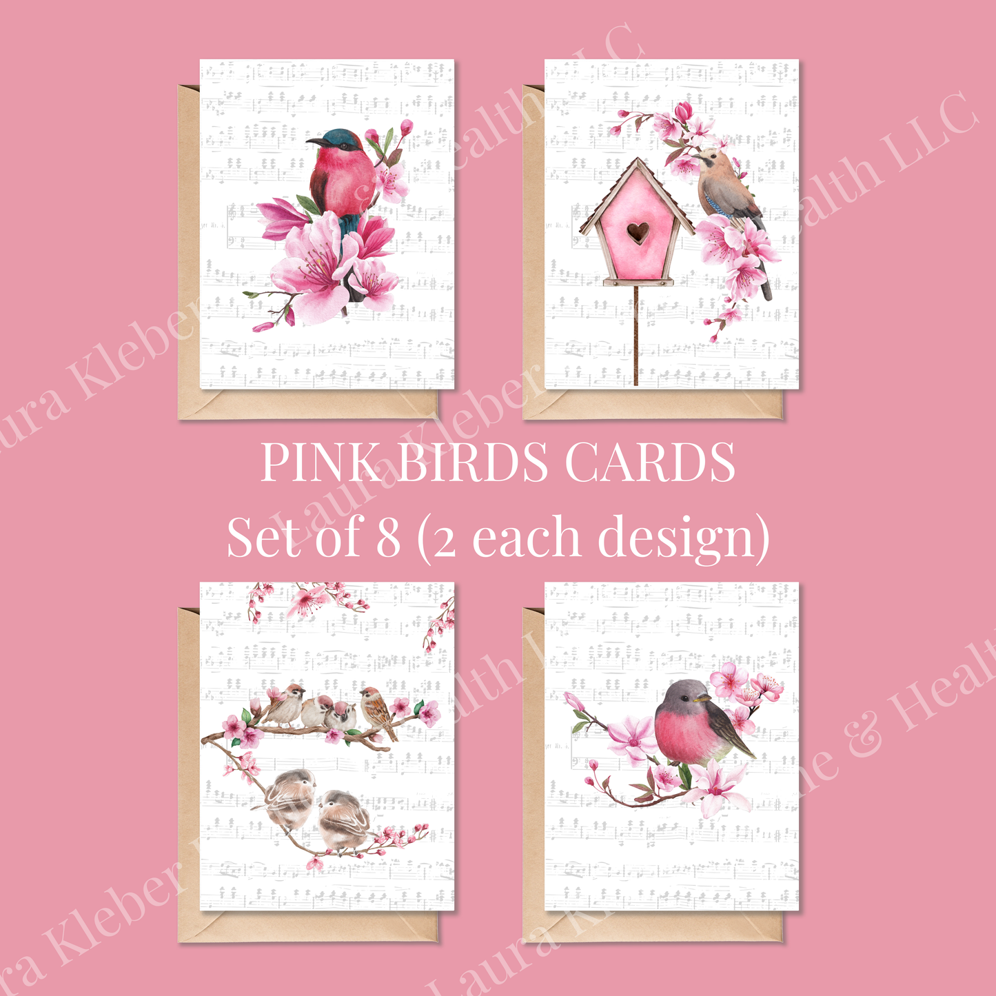 Cards | Pink Birds (8 Pack)