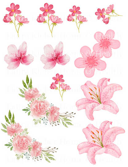 Digital Decoupage Prints | Pink Bouquet