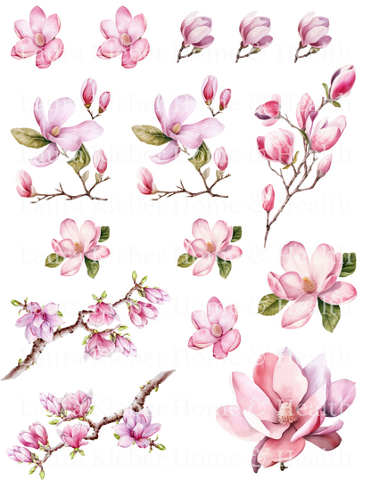 Digital Digital Decoupage Prints | Pink and Purple Blooms