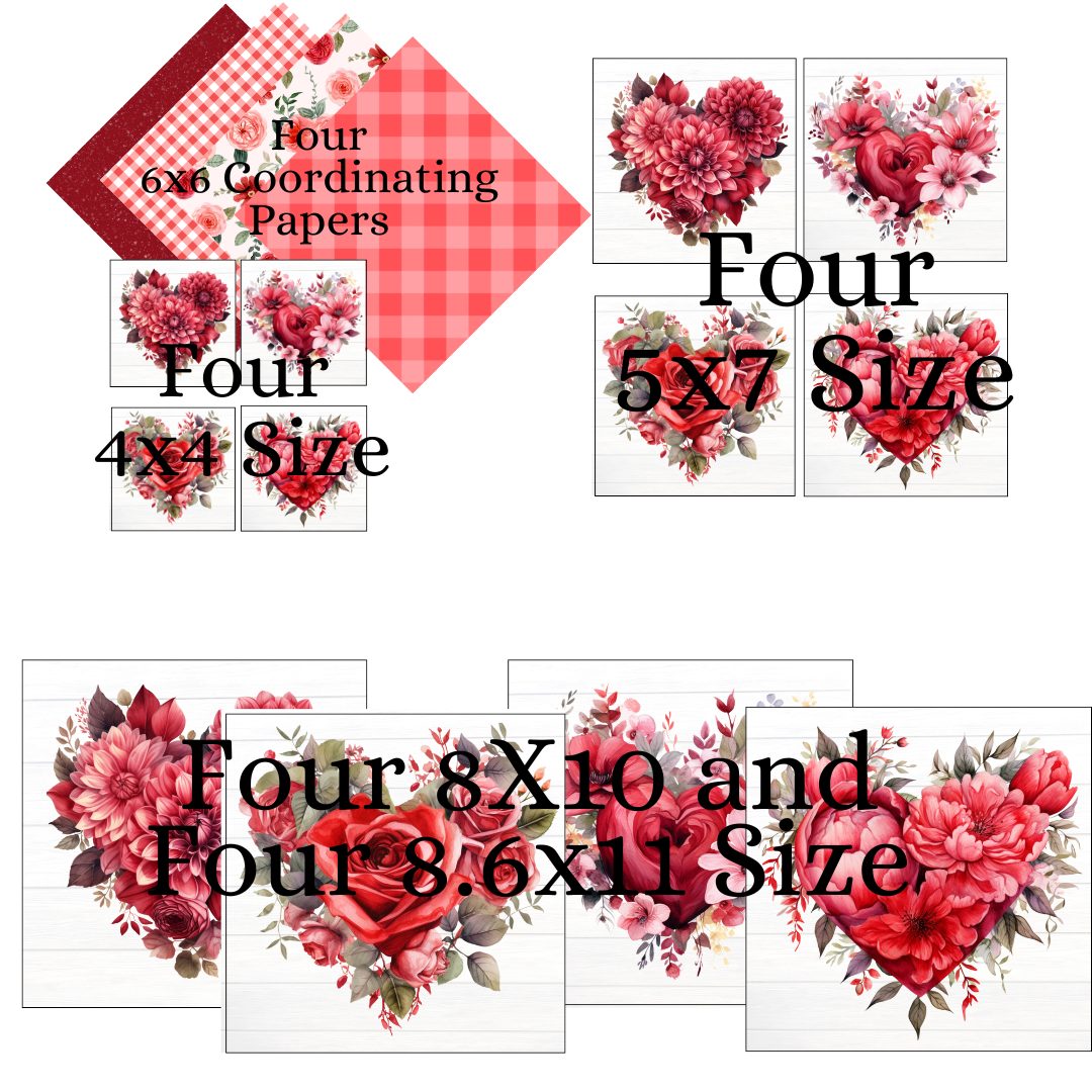 DIY Decor Bundle | Valentine Floral Hearts (Digital Printable)