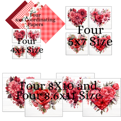 Digital DIY Decor Bundle | Valentine Floral Hearts