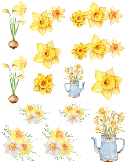 Digital Decoupage Prints | Yellow Daffodils