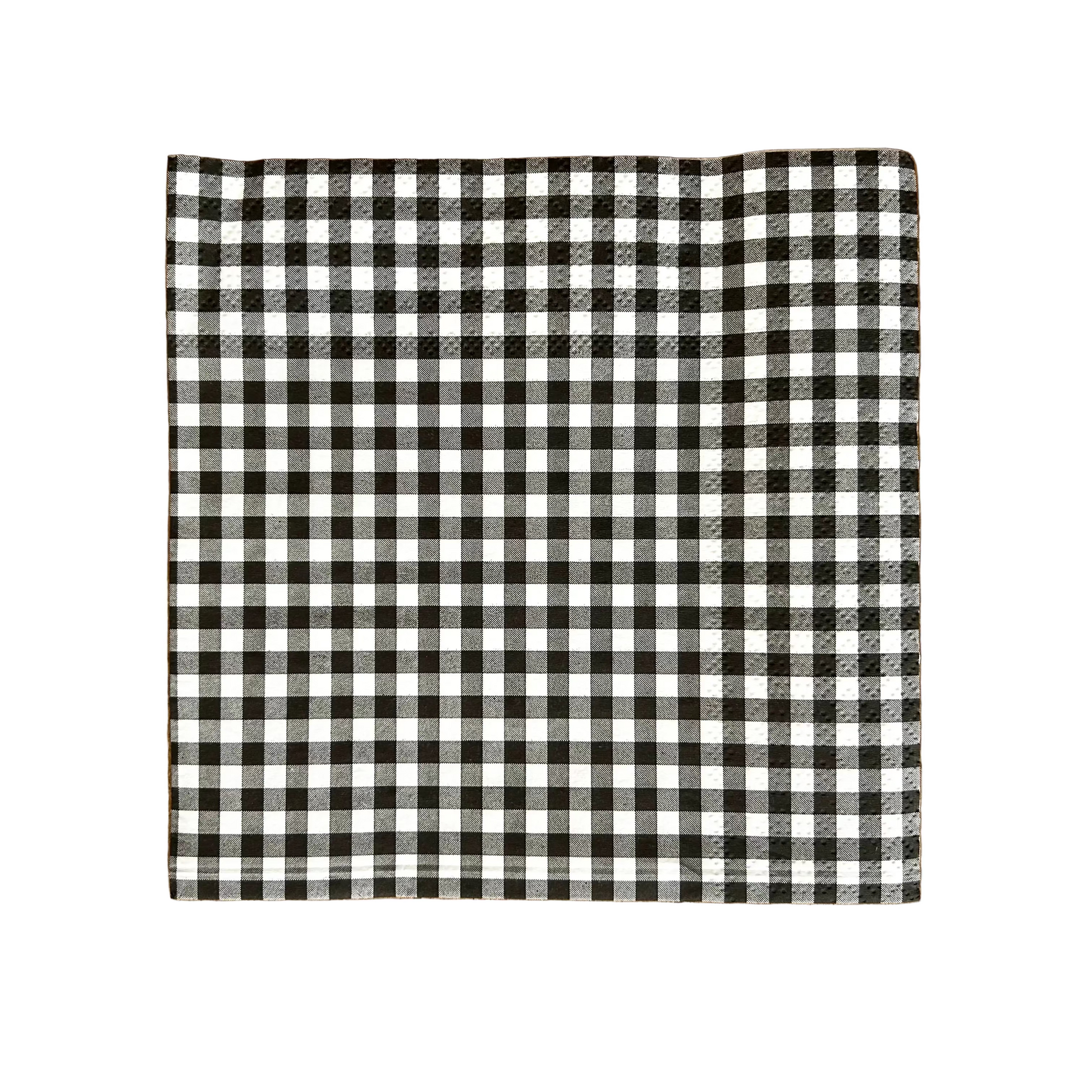 Black and white checkered napkin on a white background
