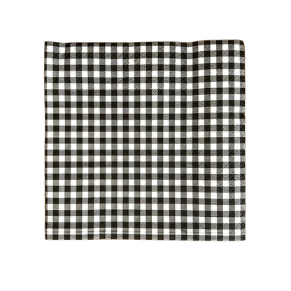 Black and white checkered napkin on a white background