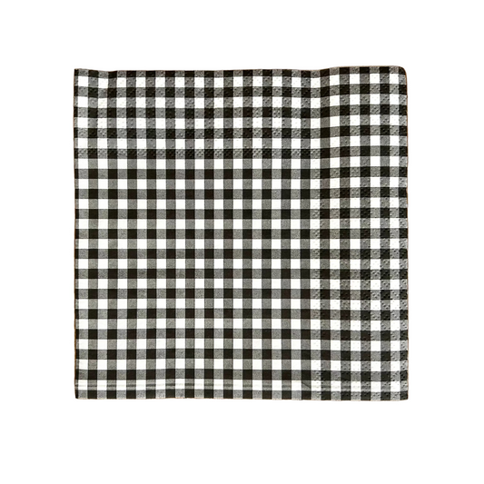 Black and white checkered napkin on a white background