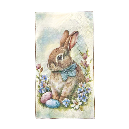 Napkin with a rabbit illustration on a dark background