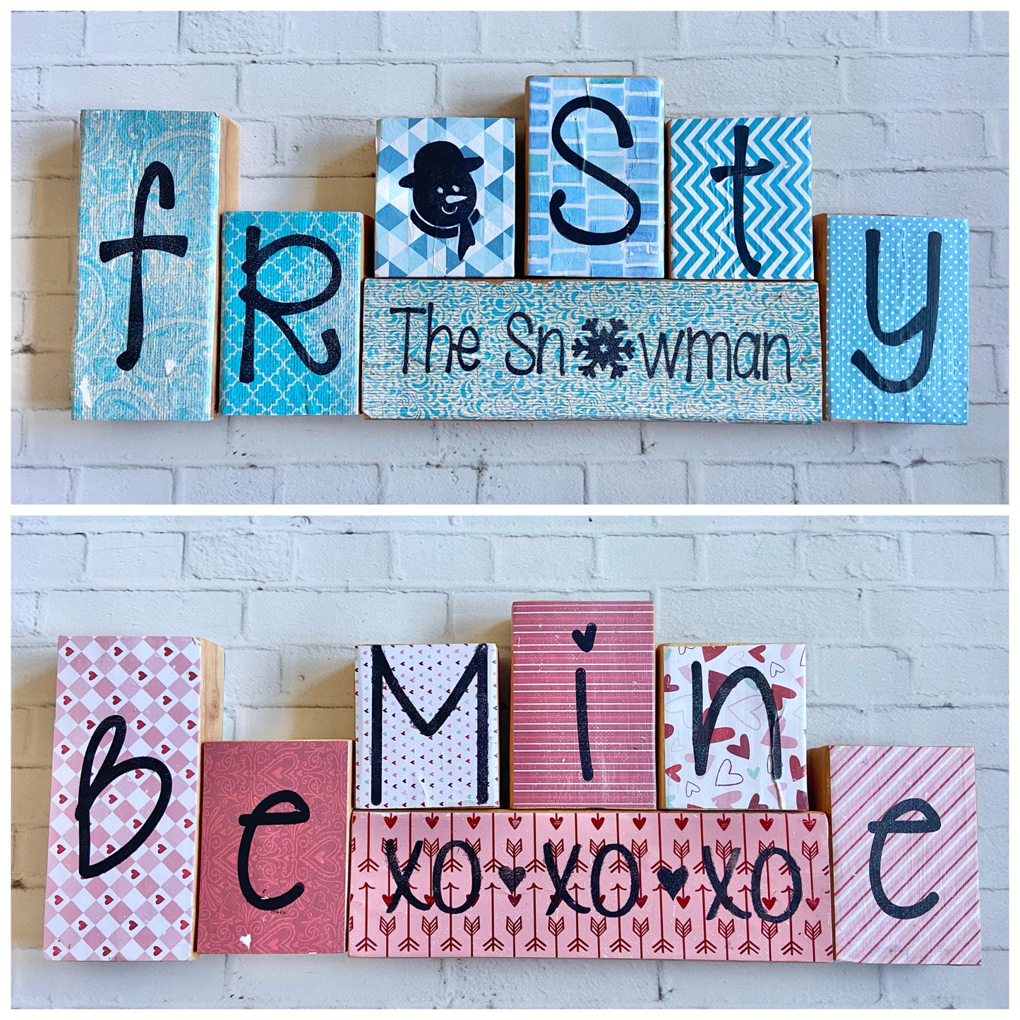 Reversible Letter Blocks - Be Mine + Frosty