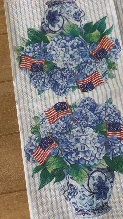 Napkin | Patriotic Blue Hydrangeas
