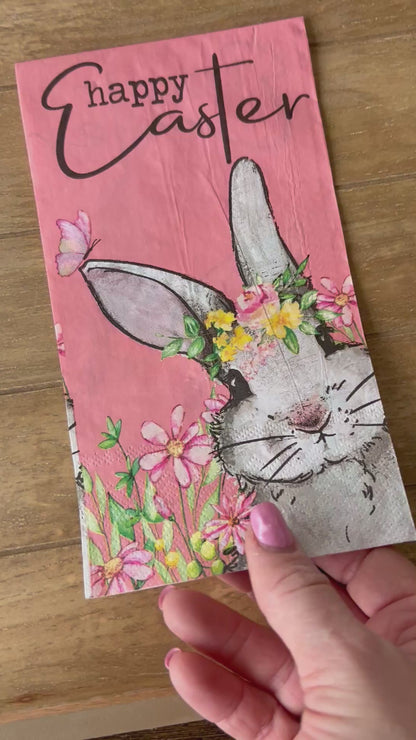 Napkin | Dual Print Happy Easter Bunny on Pink