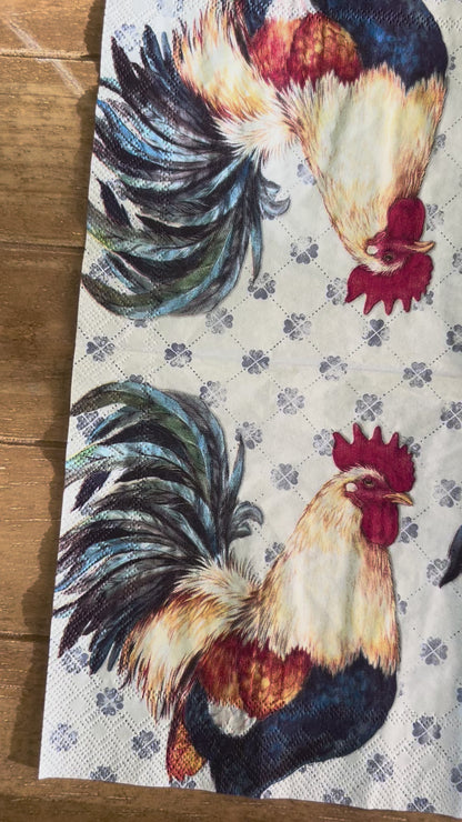 Napkin Bundle | Barnyard Blue Rooster & Gingham