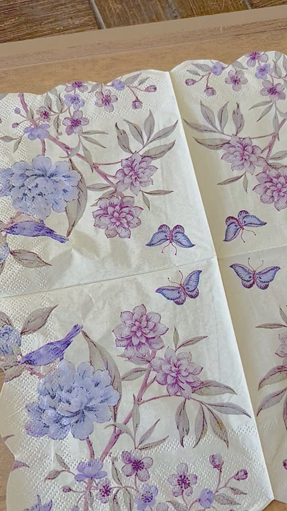 Napkin | Purple Flowers & Birds