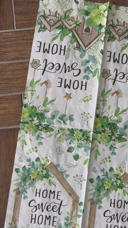 Napkin | Home Sweet Home in Green & White