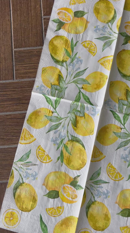 Napkin | Lemons with Soft Blue