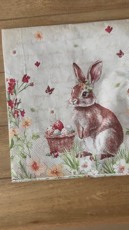 Napkin | Dual Print Bunny with Eggs