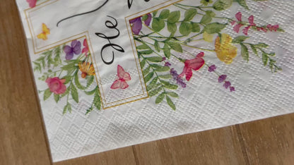 Napkin | He is Risen Cross