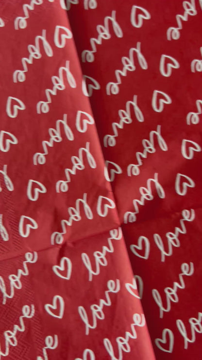 Napkin | Red and White Love Script