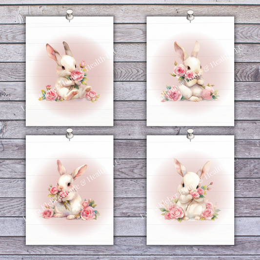 Prints | Bunnies in Pink & White