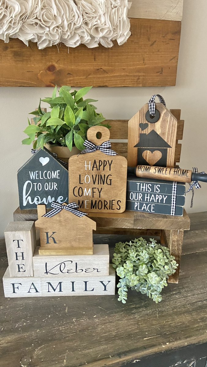 Farmhouse Decor Tiered Tray Craft Kits Rustics Wooden Signs for