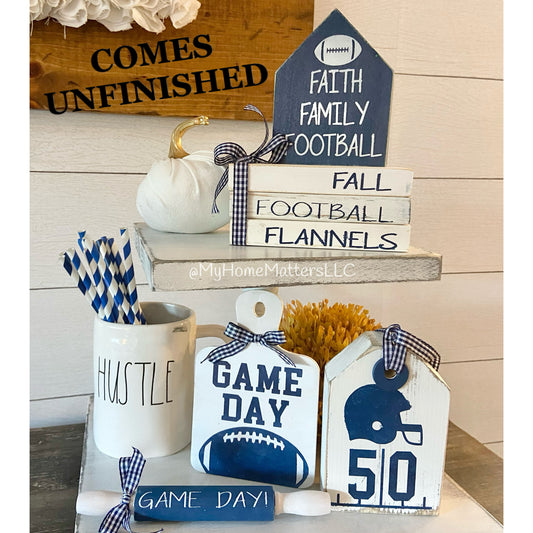 Tiered Tray Set | Football (Blue & White)
