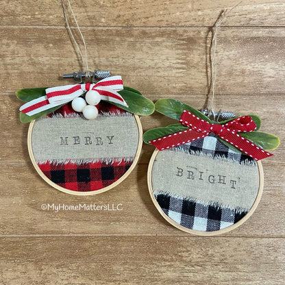 Finished Ornament Pair | Merry and Bright